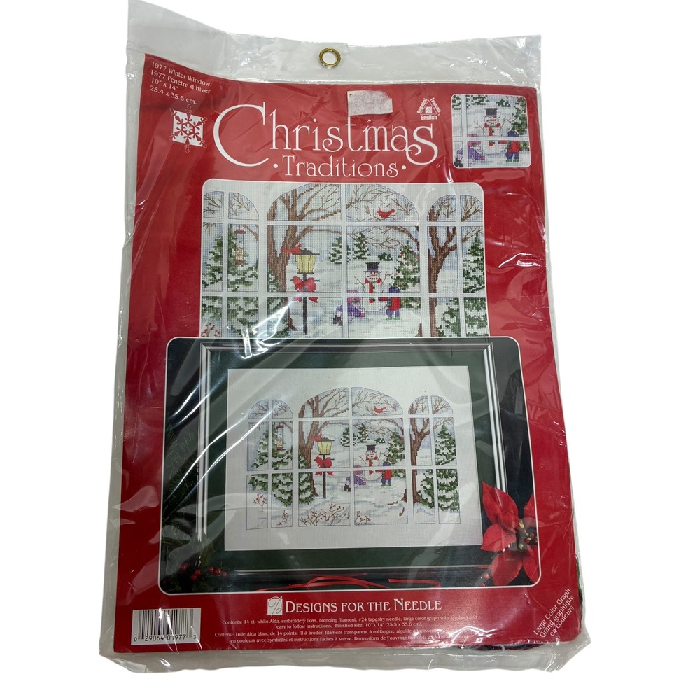 Designs for the Needle Unisex 10x14 Cross Stitch Kit White Winter Window Snowman